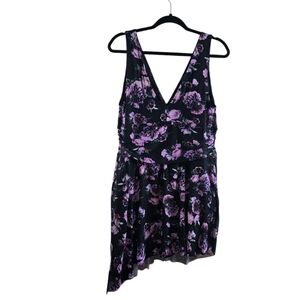 Torrid Black and Purple Floral Swim